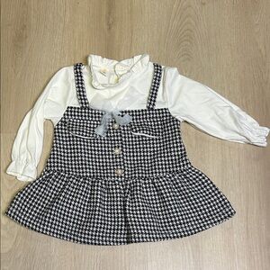 jojo’s adventure Baby Girl’s 18/24m Black & White Houndstooth Dress White Top